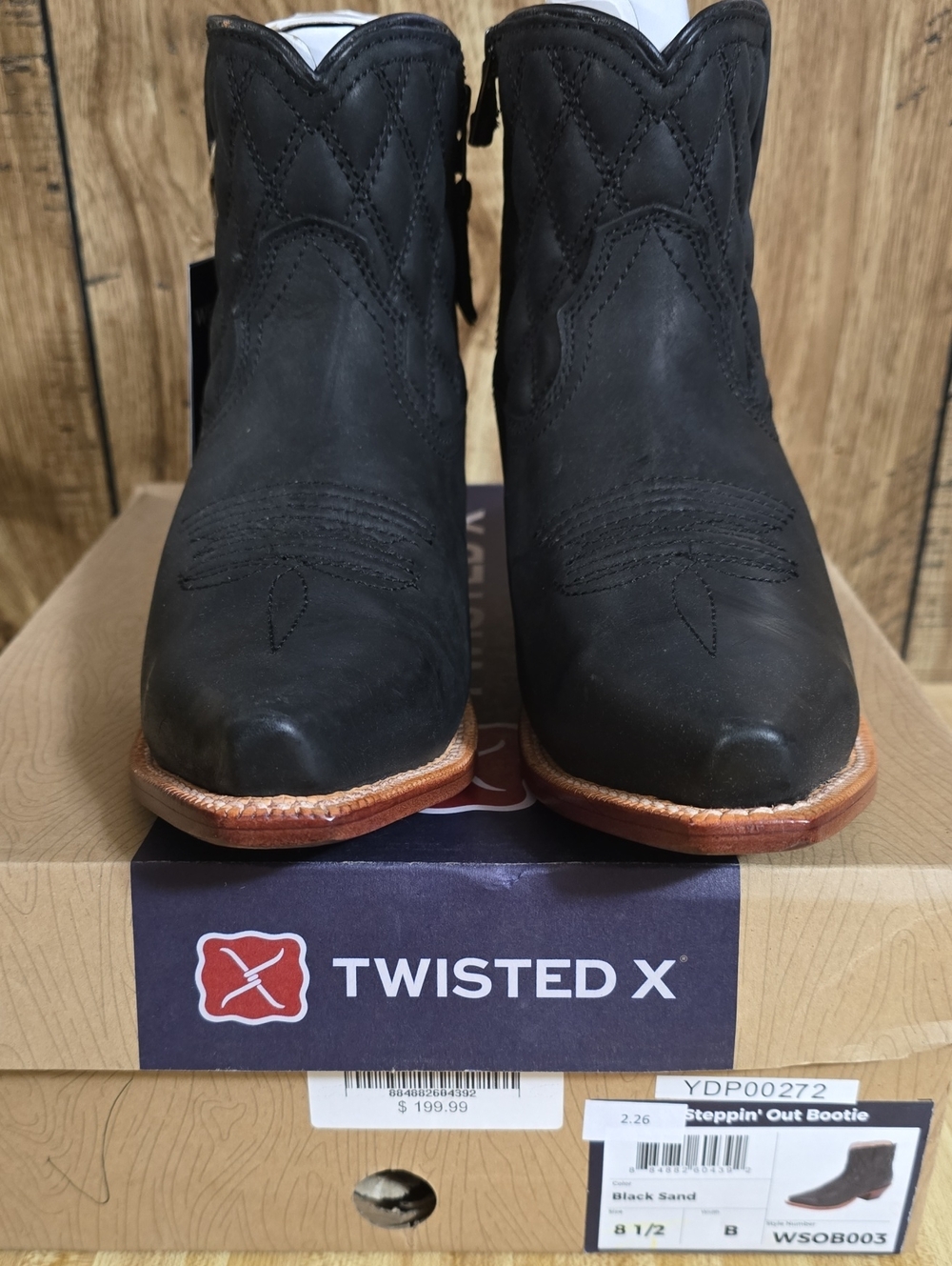 Twisted X Women’s Black Western Bootie W/ Leather Sole 8 1/2 B Cowgirl / Cowboy
